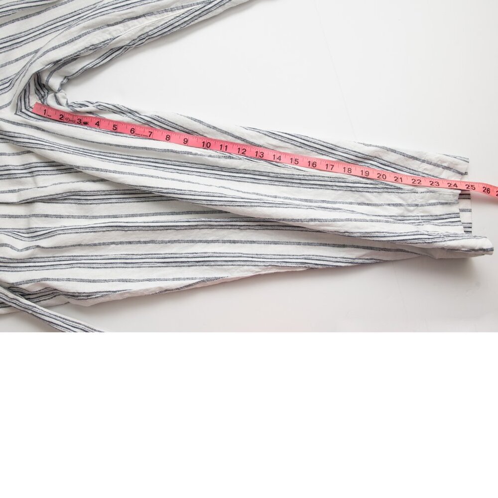 Madewell Baltic Stripe Pants Paperbag Waist Slub Stripe Crop White Blue Size 12 - Picture 5 of 6